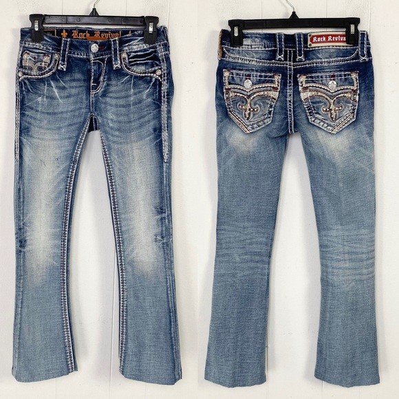 Rock Revival Denim - JEANS Rock Revival Diella Easy Boot Women 24 Embroidered Rhinestone THICK STITCH